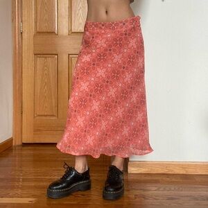 Vintage Floral Patterned Midi Skirt